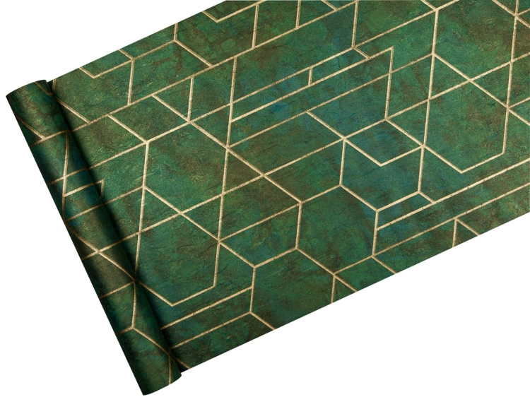 tapeta WL2501 złota geometria butelkowa zieleń
