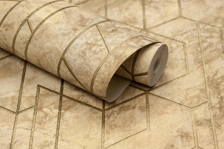tapeta WL2502 złota geometria na marmurze