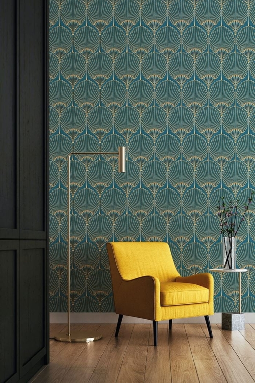tapeta A54902 liście w stylu art deco
