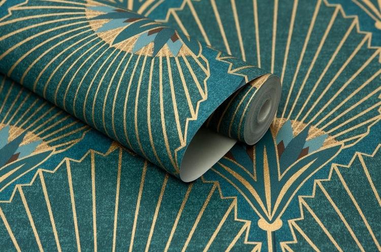 tapeta A54902 liście w stylu art deco
