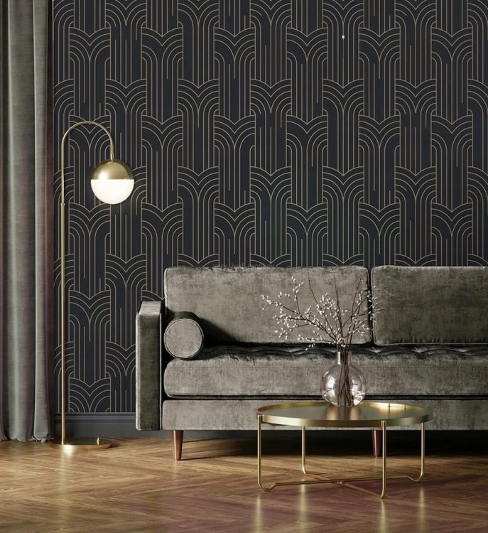 Tapeta M42119 Geometryczna w stylu Art Deco Czarna