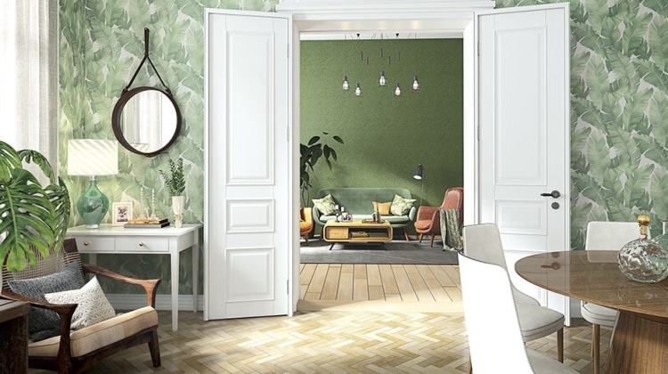 tapeta 31650 zielone liście bananowców