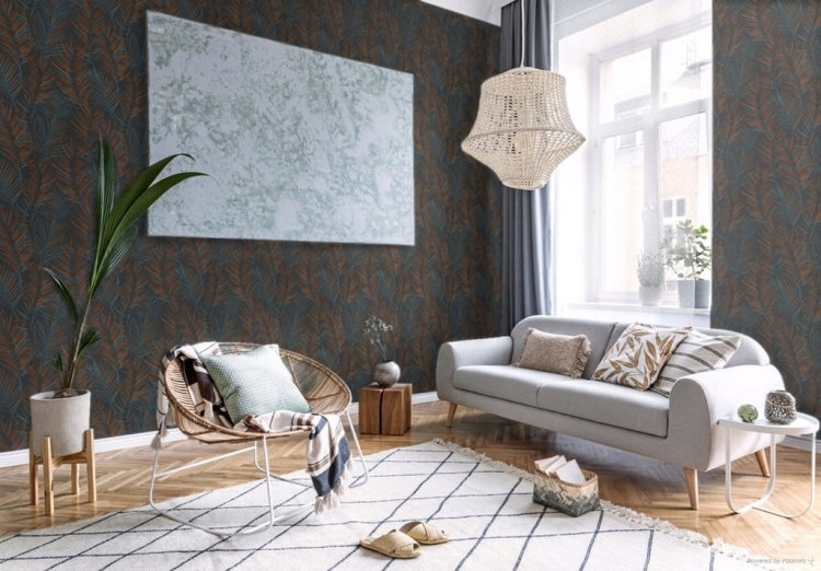 tapeta winylowa 39038-6 w Liście Palmy Ciemne Tlo