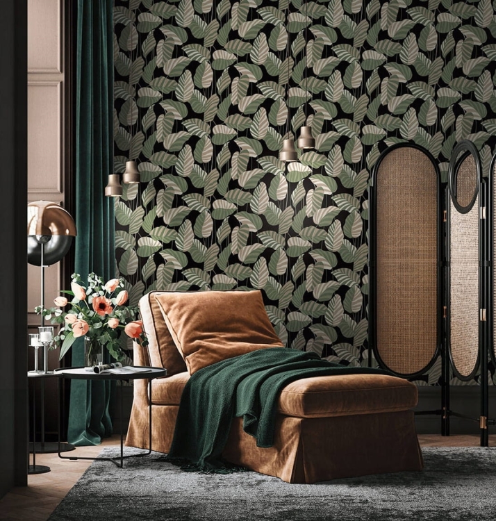 tapeta 39094-2 jak Tkanina w Liście