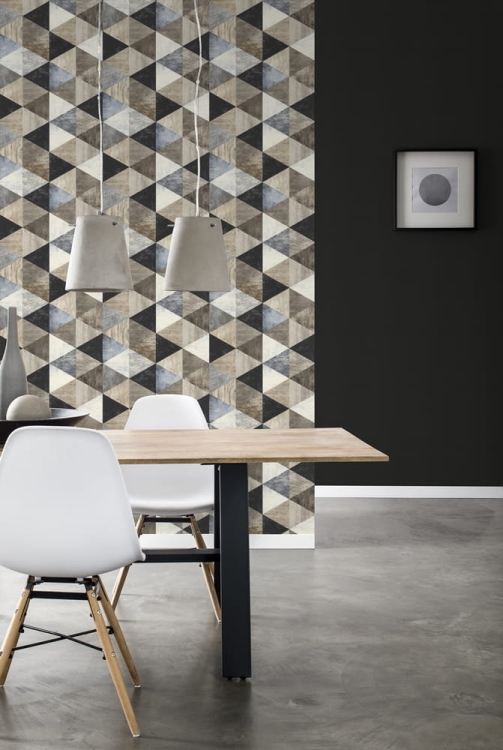 tapeta 638660 w drewniane trójkąty