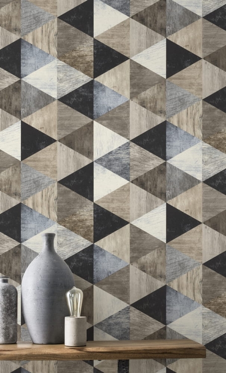 tapeta 638660 w drewniane trójkąty