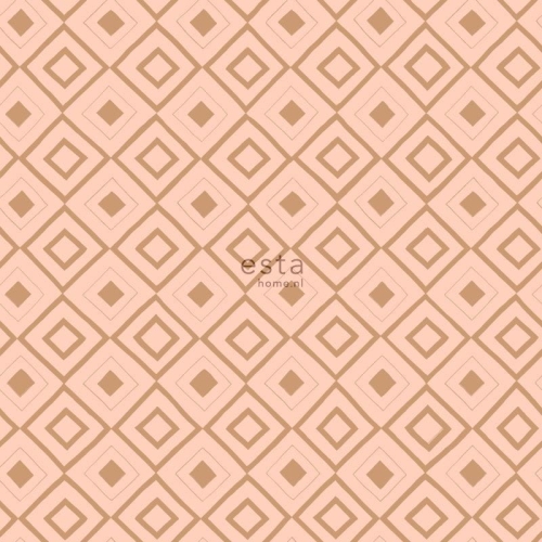 FAB 128828 tapety ścienne check peach pink en shiny copper