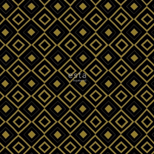 FAB 128829 tapety ścienne check black en shiny gold
