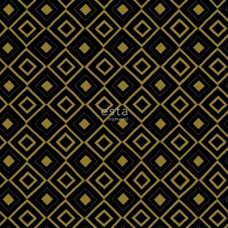 FAB 128829 tapety ścienne check black en shiny gold