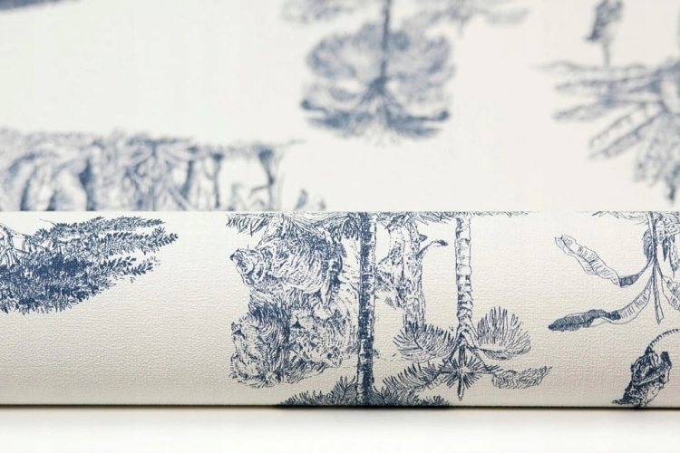 Tapeta zmywalna MOTYWY z AFRYKI biel i granat 555011