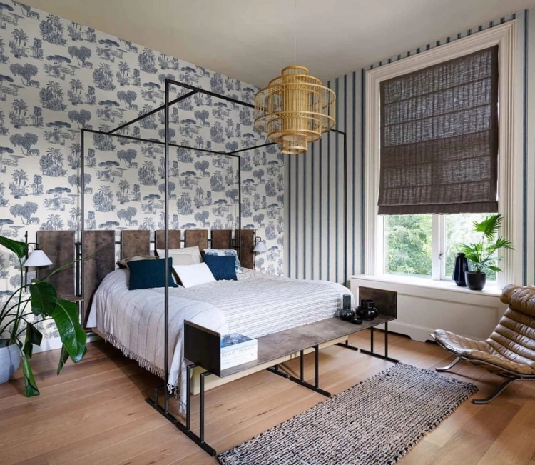 Tapeta zmywalna MOTYWY z AFRYKI biel i granat 555011