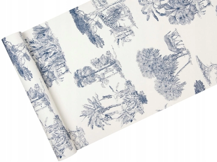 Tapeta zmywalna MOTYWY z AFRYKI biel i granat 555011