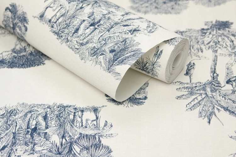 Tapeta zmywalna MOTYWY z AFRYKI biel i granat 555011