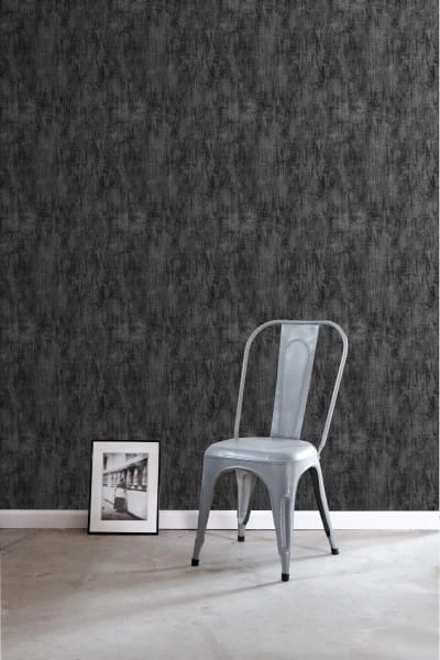 FAB 127640 tapety ścienne matt plain linen fabric black