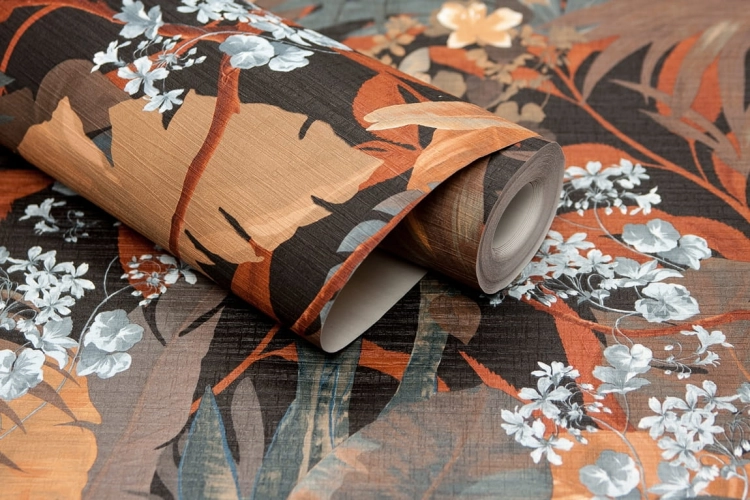 Tapeta 38522-3 brązowa kompozycja z egzotycznych liści