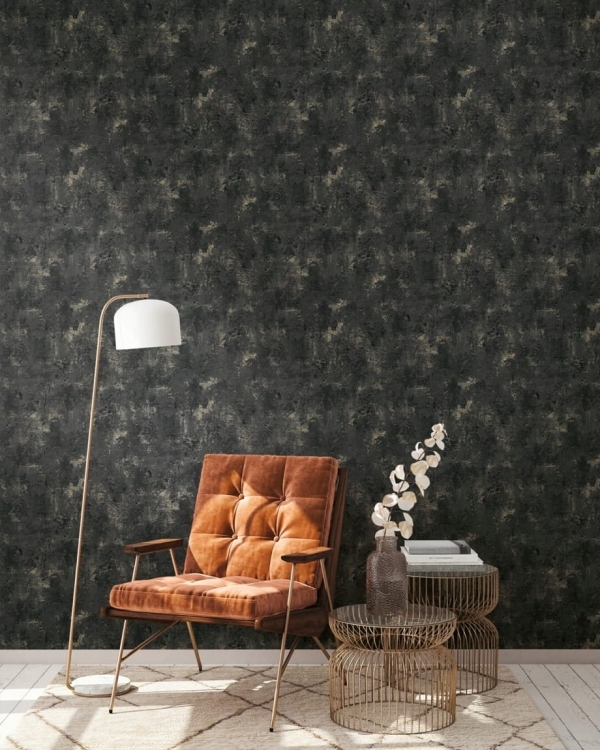 Tapeta zmywalna DEKORACYJNY czarny TYNK rustykalny 38823-4