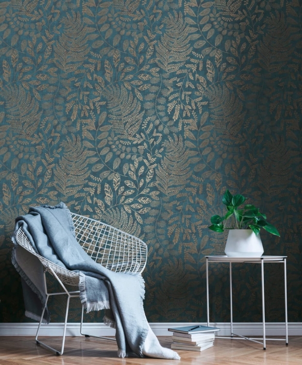 tapeta 38830-4 metaliczne listki paproci