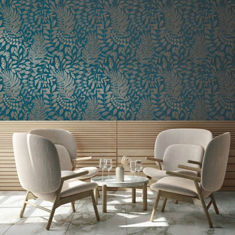 tapeta 38830-4 metaliczne listki paproci
