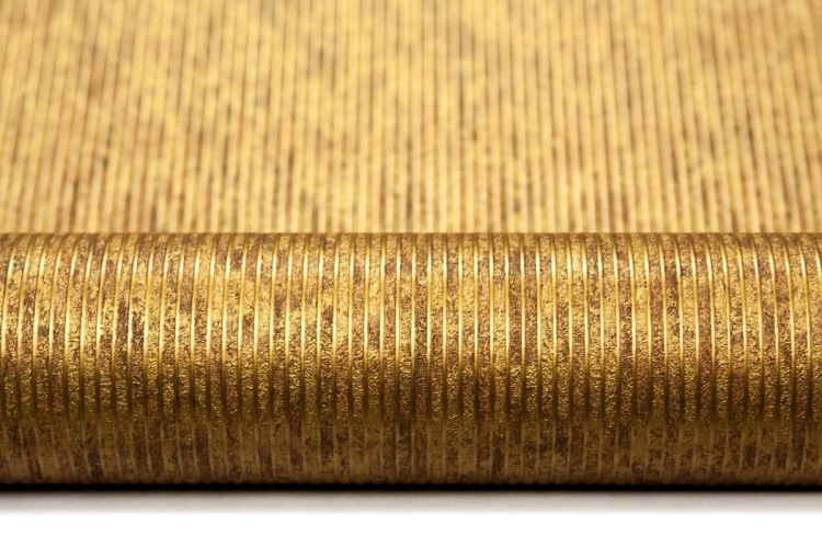 tapeta w metaliczne, brązowo-złote prążki m-32263