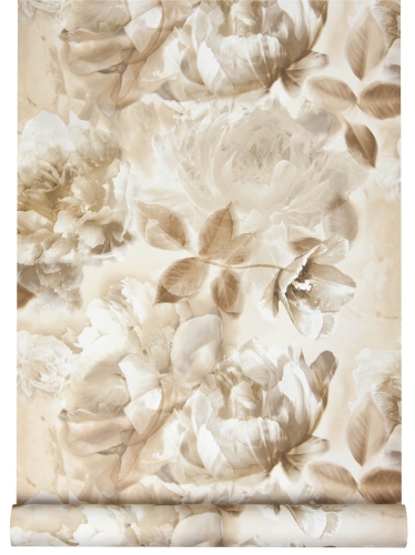 Tapeta Papierowa A25808 Jasny Brąz Duże Kwiaty sepia