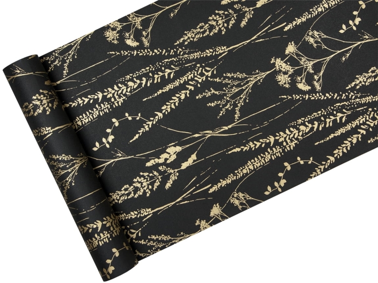 Tapeta A64203 w gałązki Czarna i Złoto Skandynawski Styl