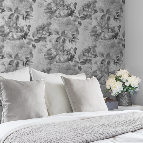 tapeta 328897/A25809 szara róża z brokatem