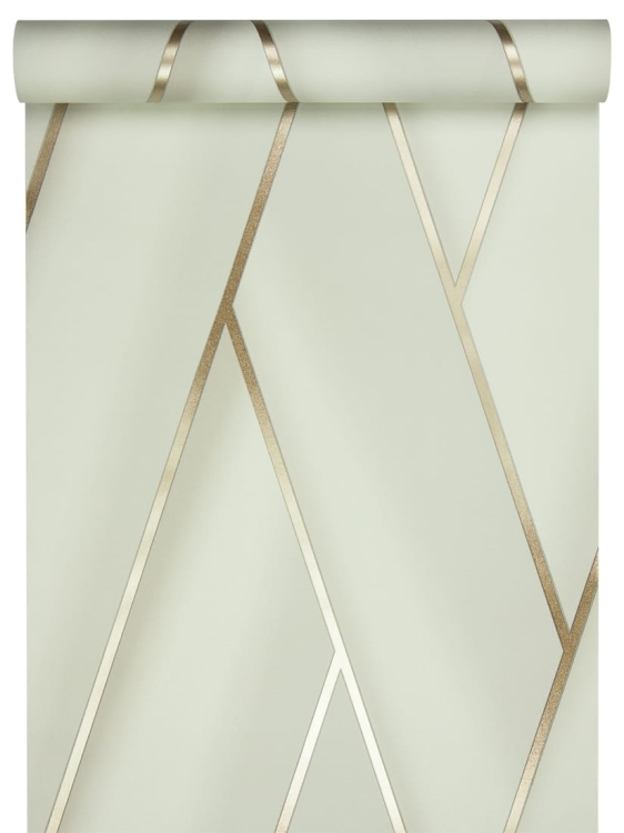 tapeta M34800 duża biała grafika ze złotem