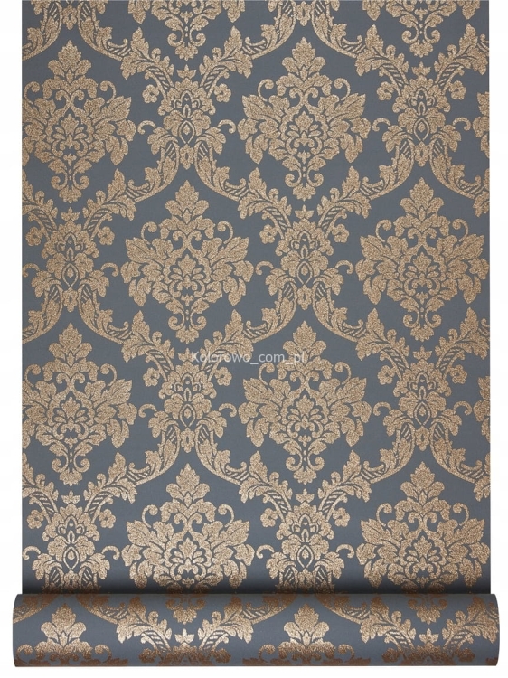 TAPETA 13701-20 Z EFEKTOWNYM miedzianym ORNAMENTEM na FLIZELINIE