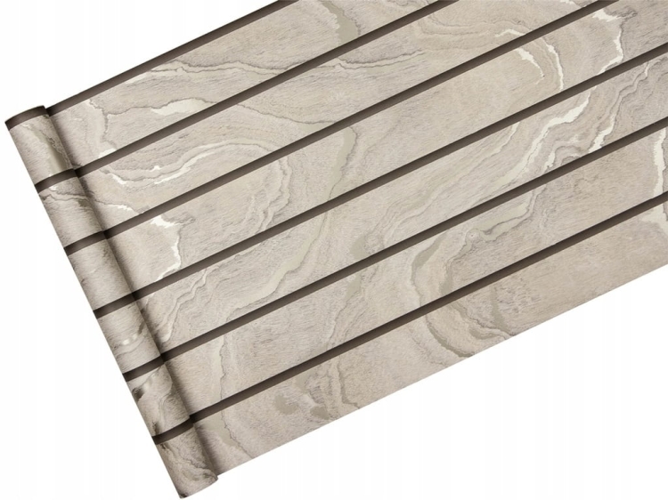 tapeta 193501 w PIONOWE PANELE lamele beż i platyna