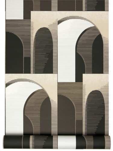 Tapeta Winylowa A63301 Geometryczna w modne Czarne Łuki