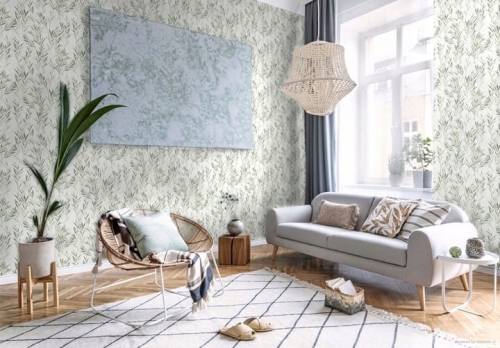 Tapeta 36712-3 w Zielone Listki Gałązki WINYL na FLIZELINIE - BAMBUS