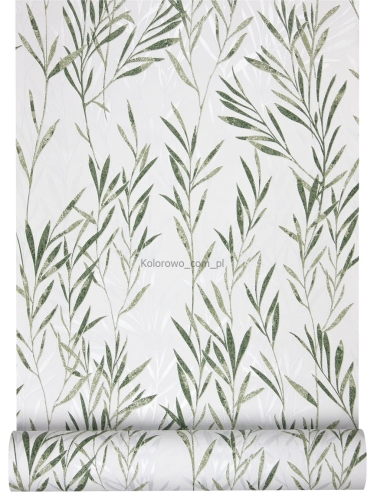 Tapeta 36712-3 w Zielone Listki Gałązki WINYL na FLIZELINIE - BAMBUS