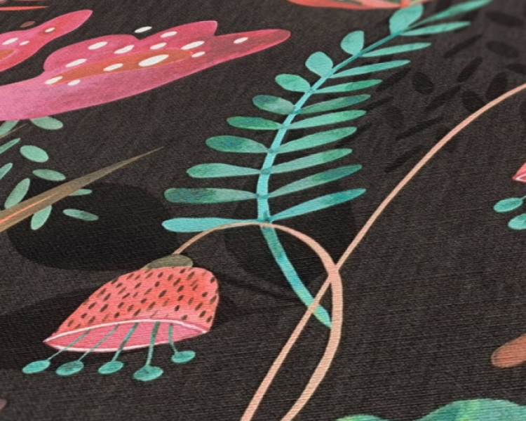 TAPETA 39348-1 WZÓR ROŚLINNY w LIŚCIE i KWIATY na Flizelinie styl Boho