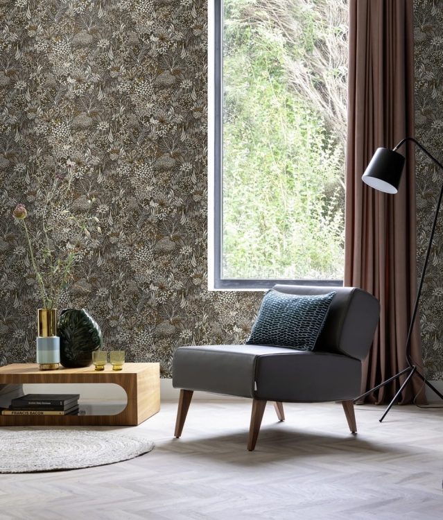 Tapeta 866117 Botaniczna brązowa winylowa na flizelinie