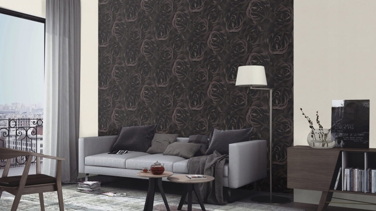 Tapeta 525618 Winylowa Efektowne Ciemne Róże Duża Róża