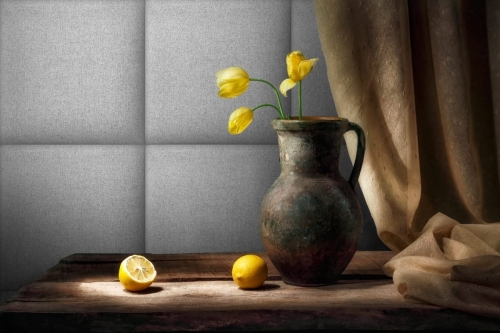 tapeta 180203 pikowana tkanina - jasnoszara poducha