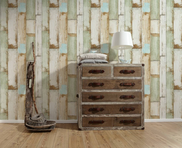 tapeta 36894-2 w pastelowe deski