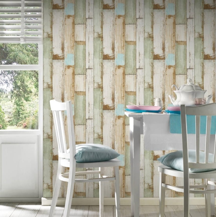 tapeta 36894-2 w pastelowe deski