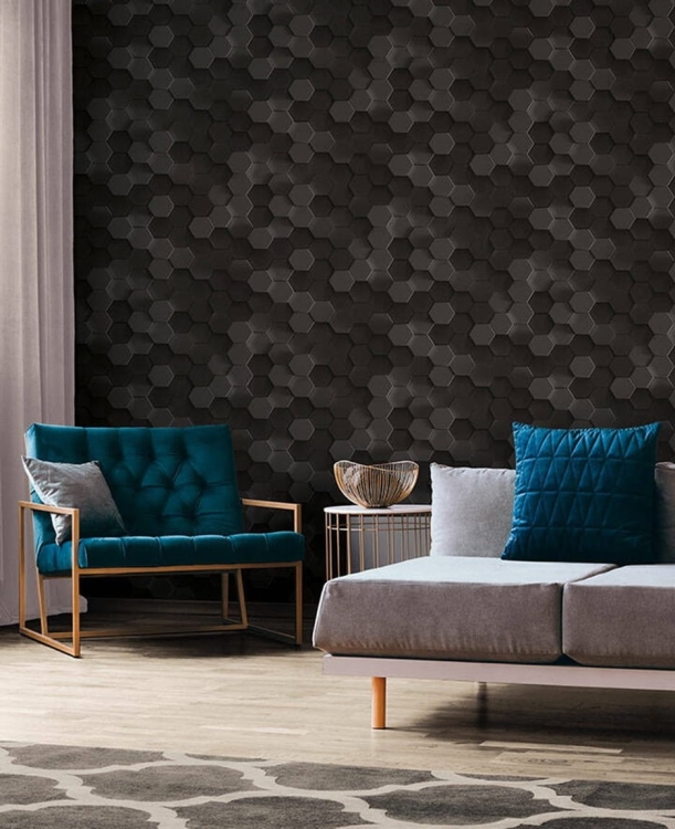 tapeta 38723-3 antracytowe heksagony