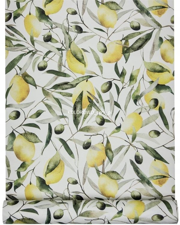 Tapeta-designerska-Listki-OLIWKI-i-owoce-Cytryny-winylowa-na-Flizelinie-EAN-GTIN-4001860356180.jpg