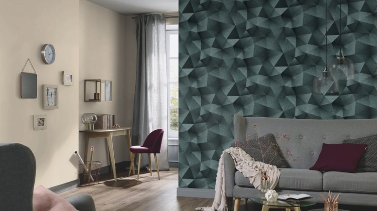 tapeta 10216-19 turkusowa geometria 3d