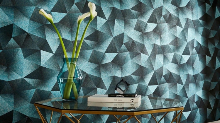 tapeta 10216-19 turkusowa geometria 3d