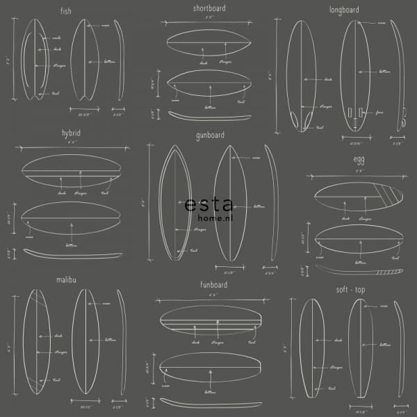 tapeta 148-128872 rysunki techniczne desek surfingowych