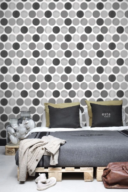 FAB 138861 tapety ścienne large dots dark grey