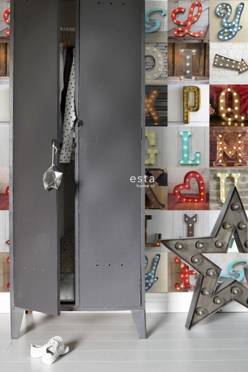 FAB 158816 tapeta ścienna XXL wooden light letters– marque
