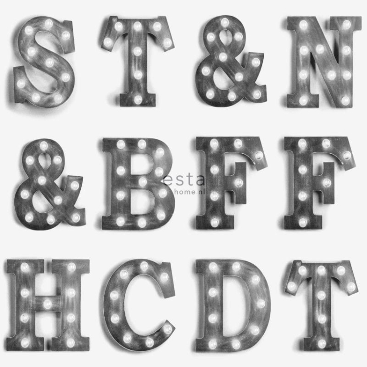 FAB 138849 tapety ścienne wooden light letters black and white