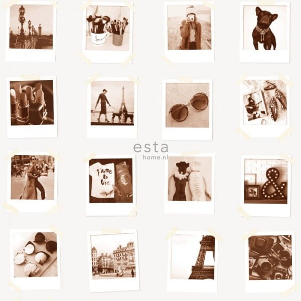 FAB 138845 tapety ścienne polaroid  pictures sepia brown and light beige
