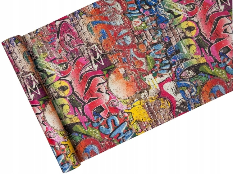 tapeta 5530-10 Młodzieżowa Kolorowe Graffiti na Cegle