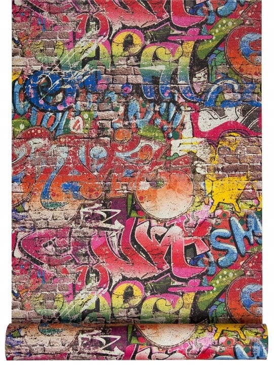 tapeta 5530-10 Młodzieżowa Kolorowe Graffiti na Cegle