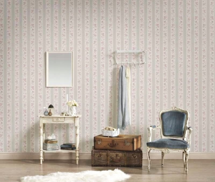 tapeta 39069-2 w Szare Pasy i Paseczki z Róż